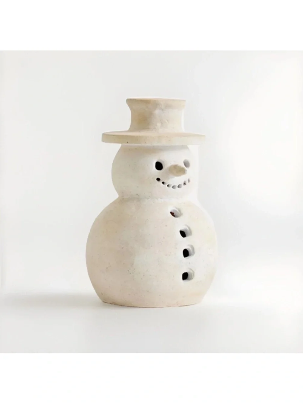 Pottery Barn Terracotta SMALL Holiday Christmas Luminary Snowman NEW IN BOX